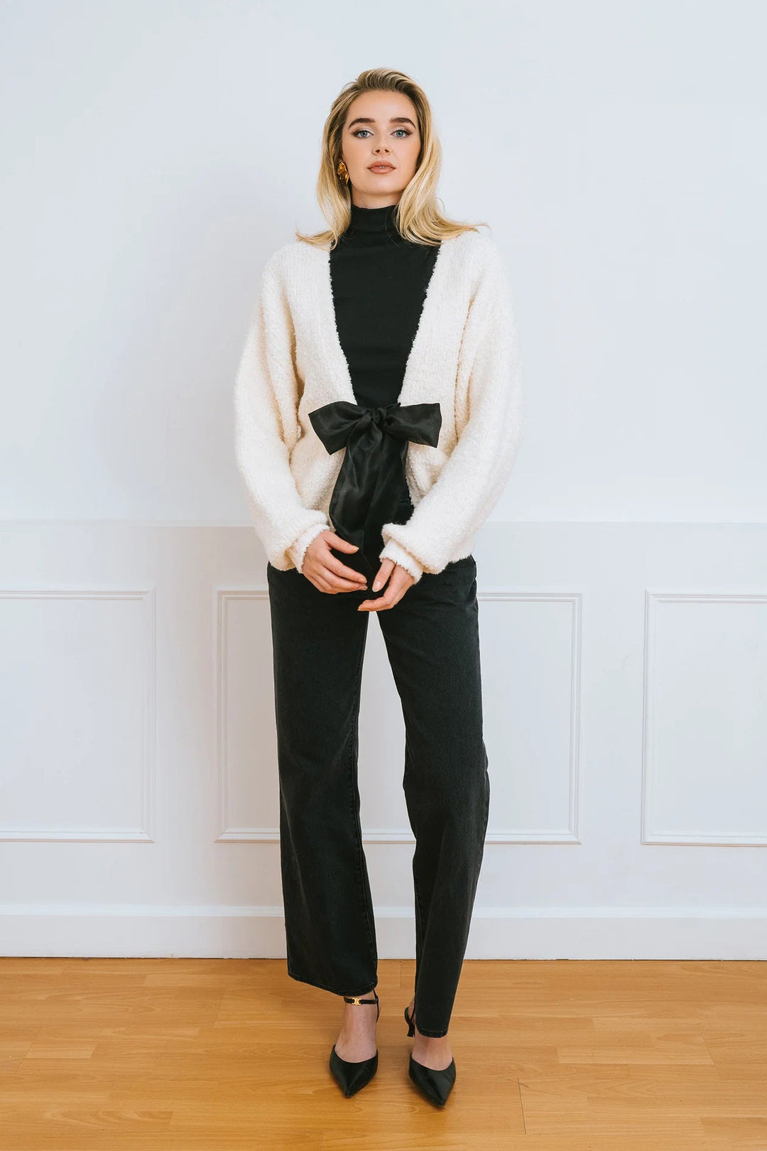 Brunette The Label Elsa Bow Cardigan