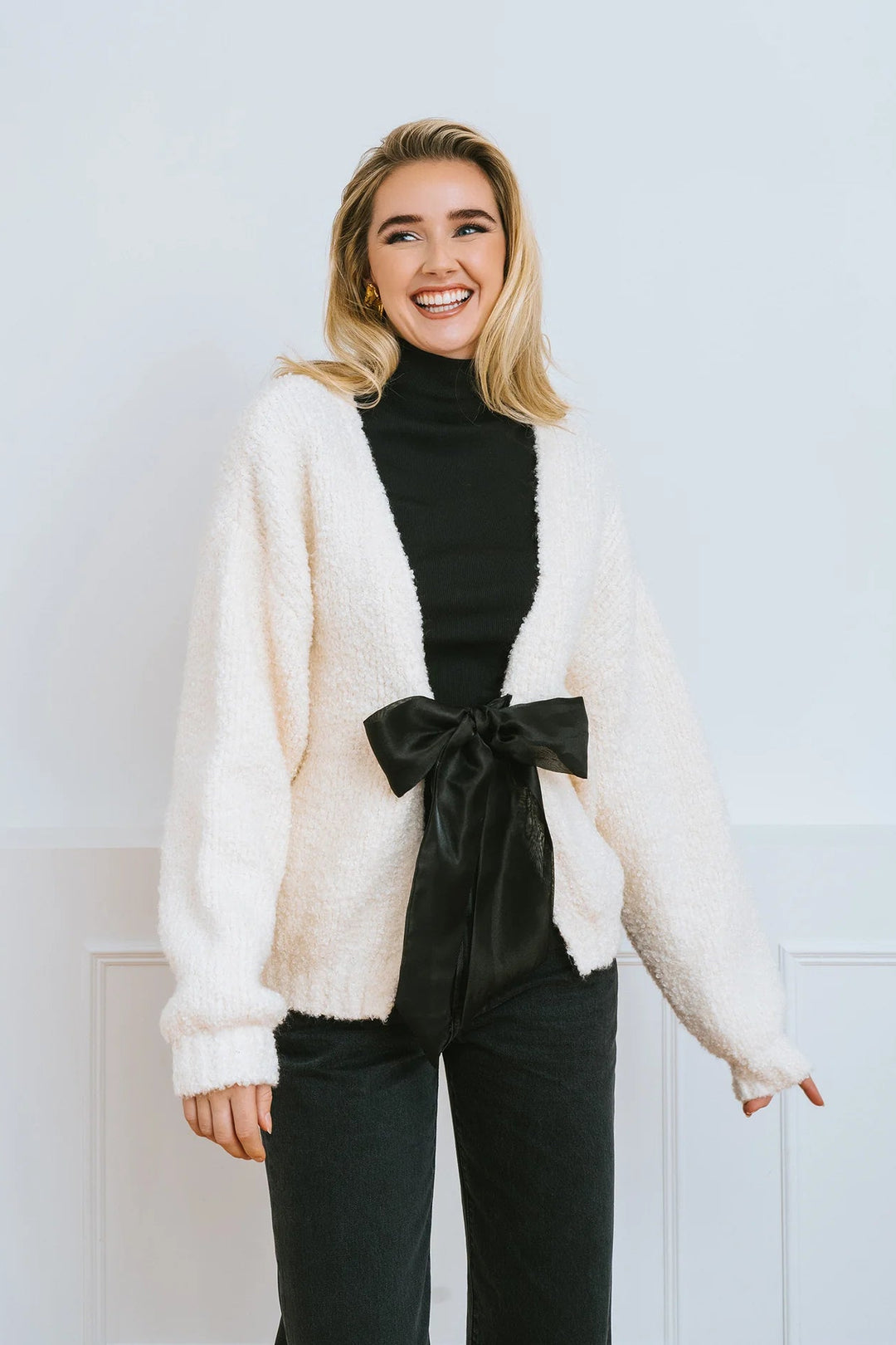 Brunette The Label Elsa Bow Cardigan