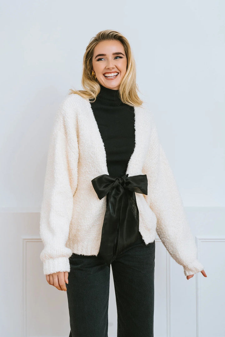 Brunette The Label Elsa Bow Cardigan