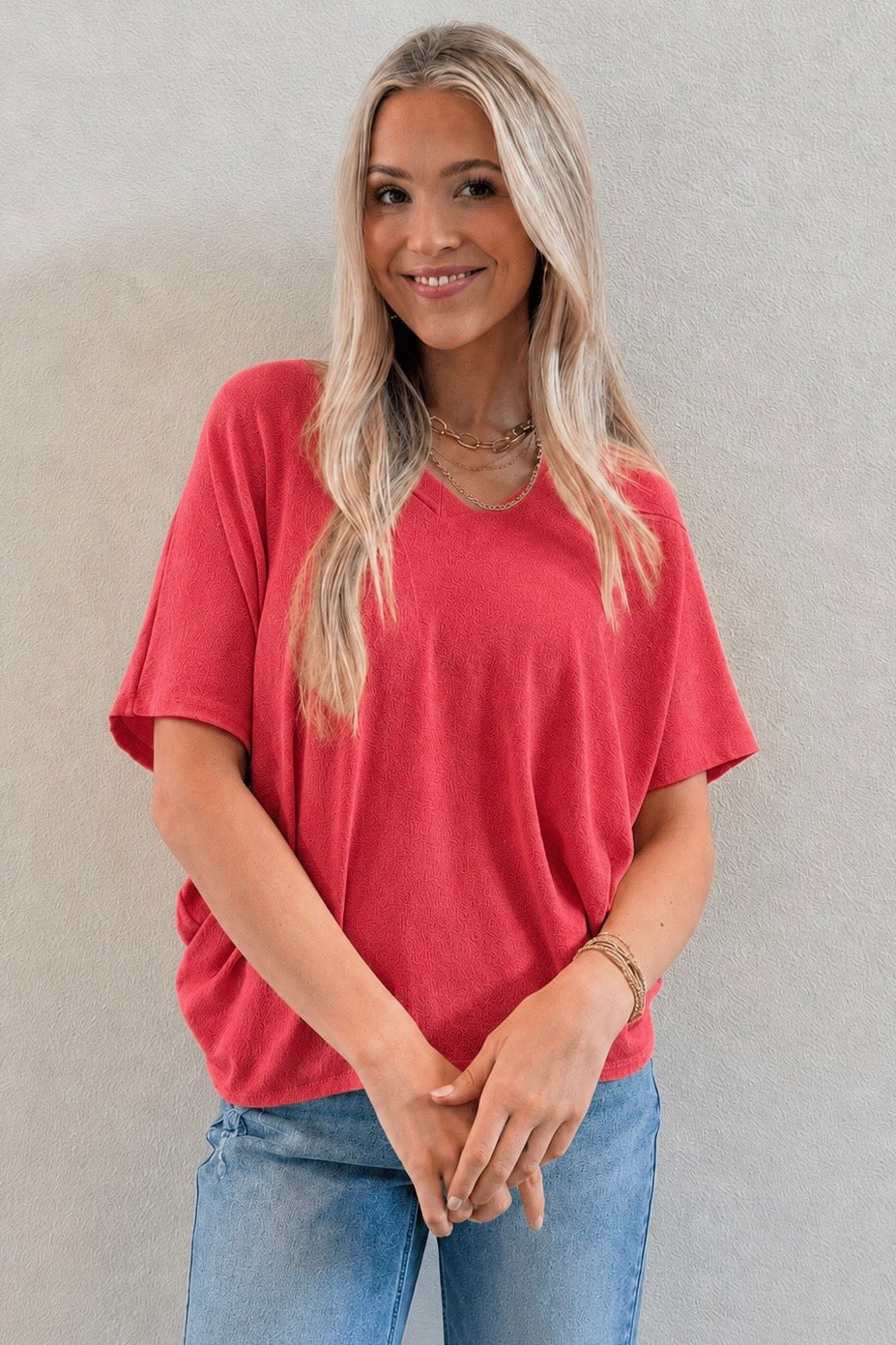 Jolie Slouchy Dolman Tee (Coral)