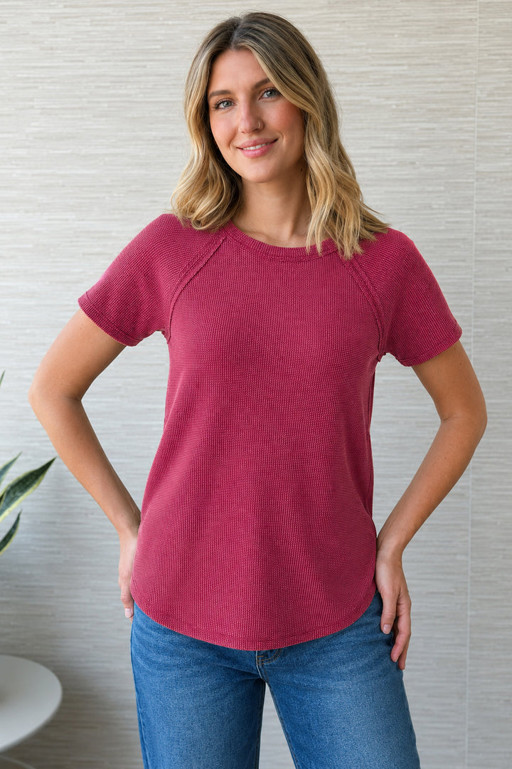 Zen Everyday Waffle Tee (Cabernet)