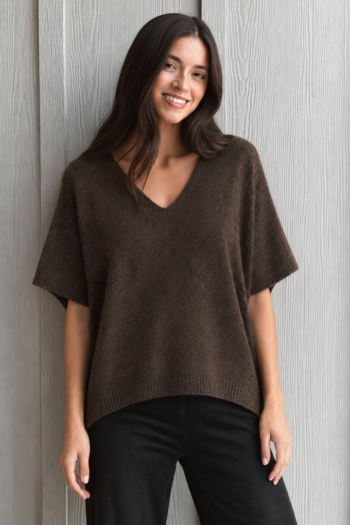 Zen Brushed Sweater Tee (Dark Brown)