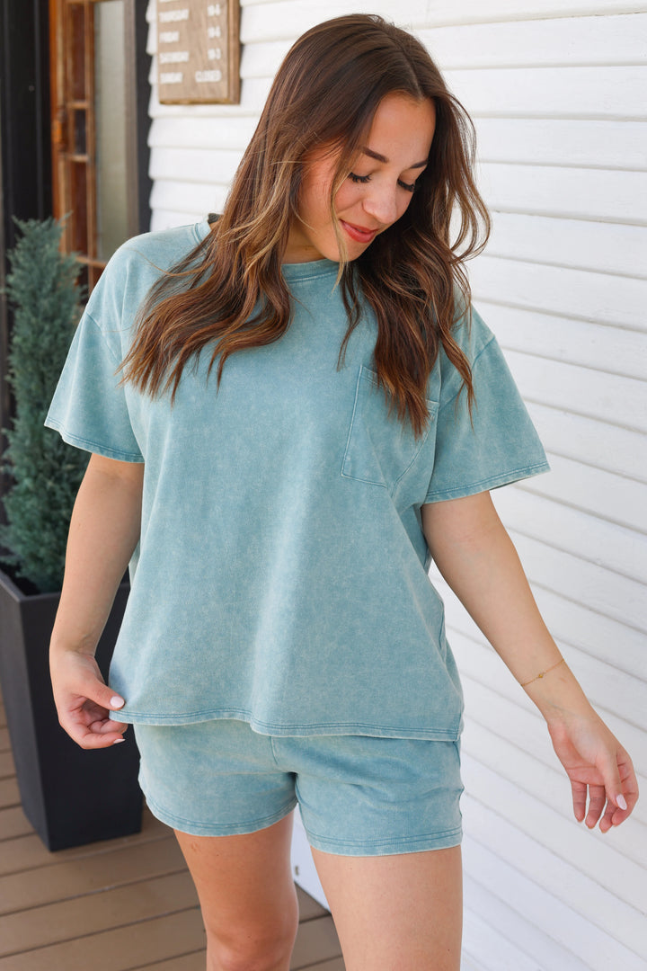 Zen French Terry Lounge Shorts Set (Ash Blue)
