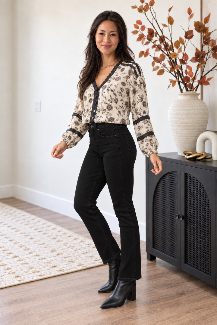 Kancan Adaline Slim Leg Jean (Black)