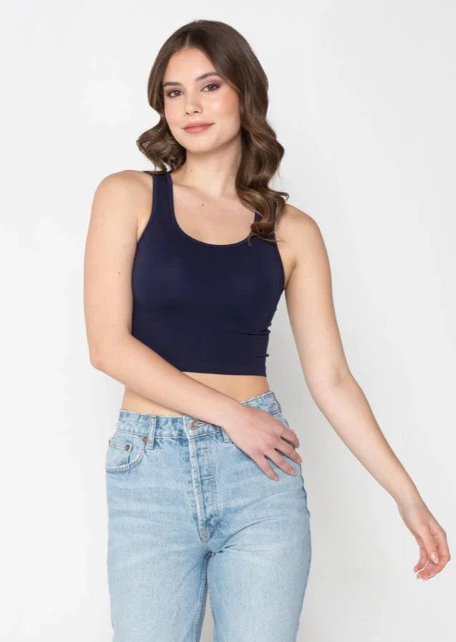 C'est Moi Bamboo Crop Tank (Navy)