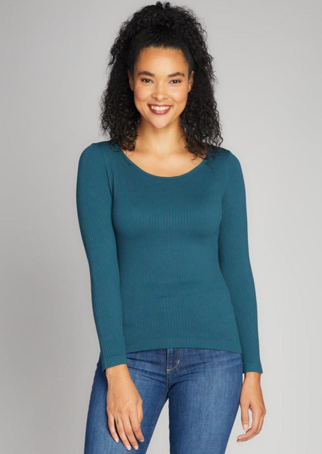 C'est Moi Bamboo Rib Round Top (Teal)