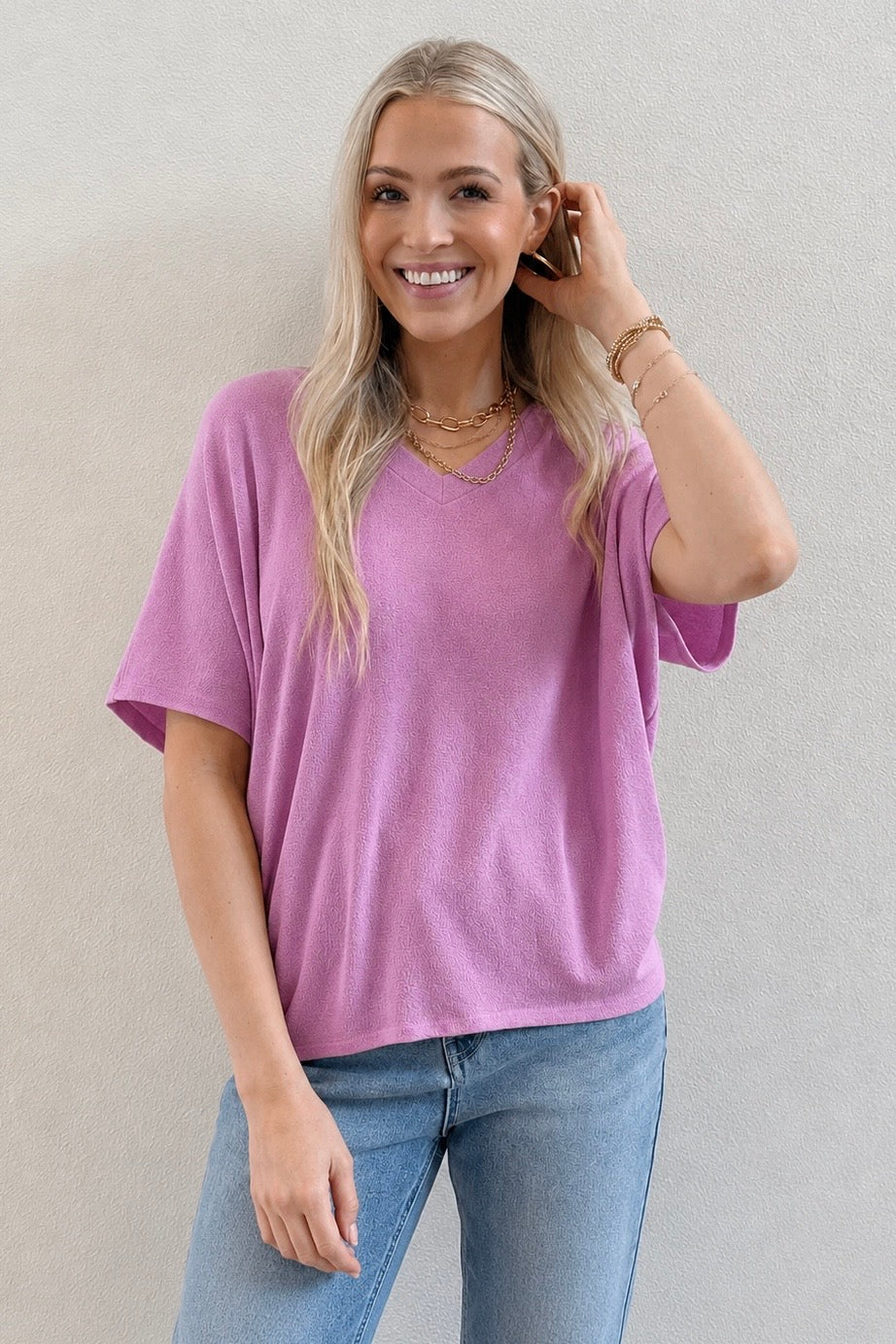 Jolie Slouchy Dolman Tee (Sugar Plum)