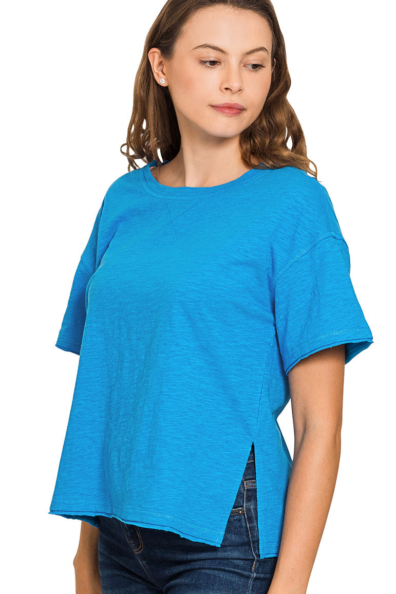 Zen Cotton Slub Tee (Sky Blue)