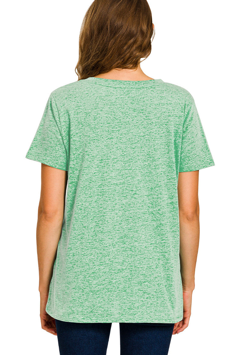 Zen Cotton V Neck Tee (Heather Kelly Green)