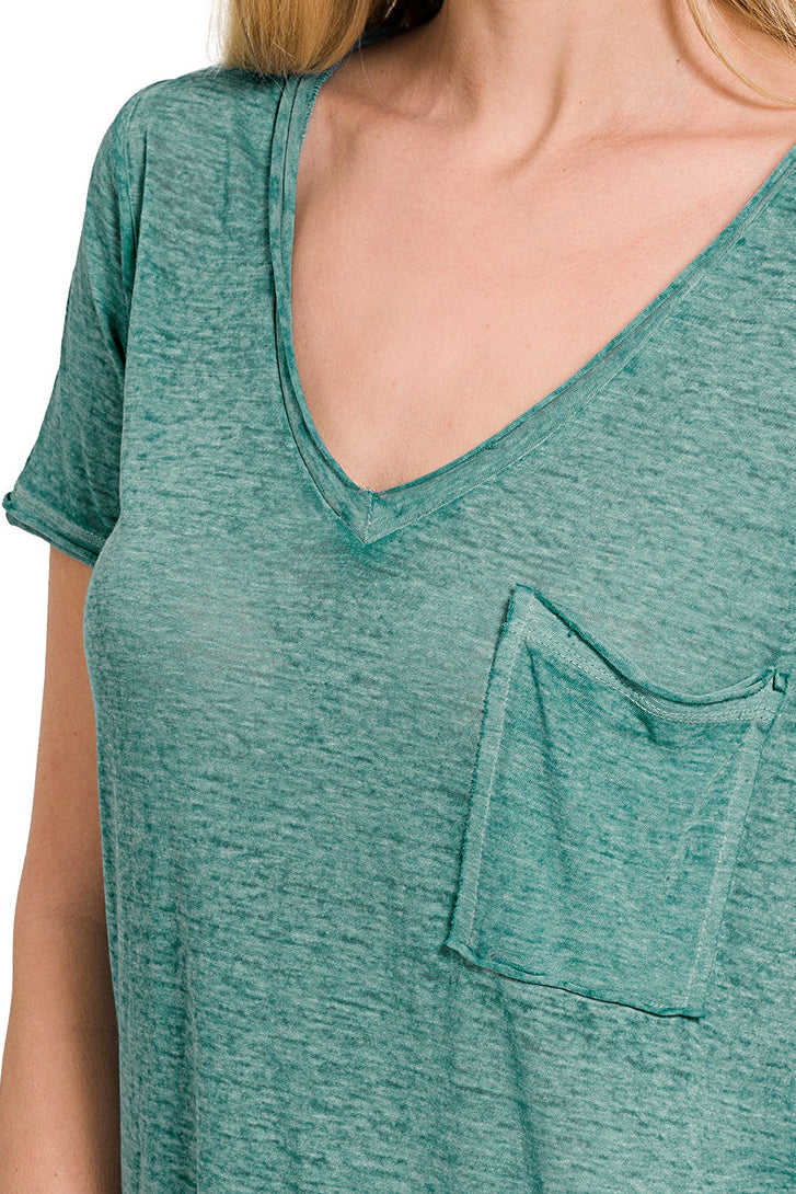 Zen V Burnout Tee (Dusty Teal)