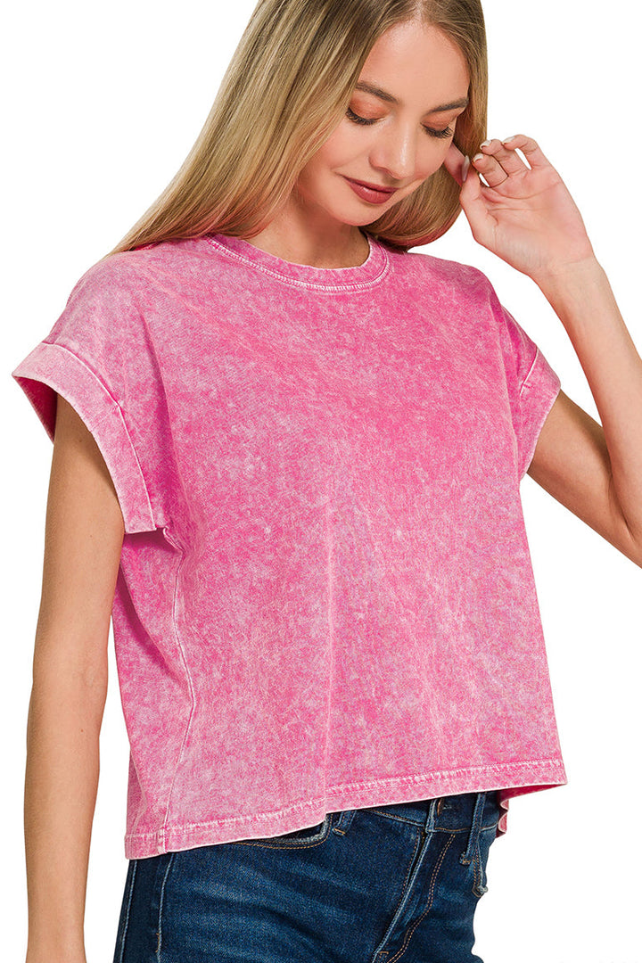 Zen Vintage Wash Cotton Tee (Hot Pink)