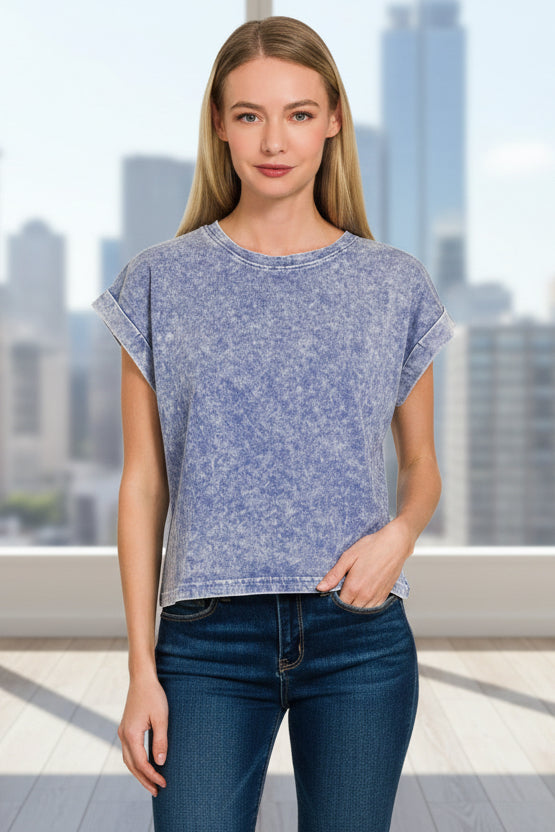 Zen Vintage Wash Cotton Tee (Navy)