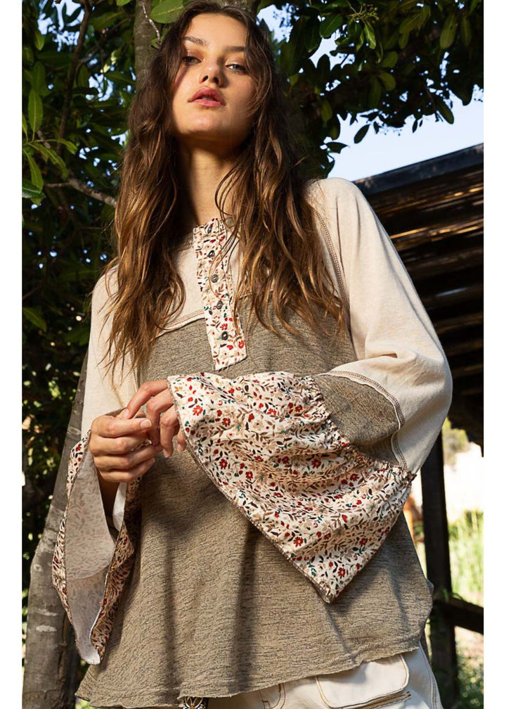 POL Floral Henley Shirt