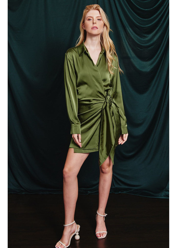 Forum Silk Wrap Dress (Peridot Green)