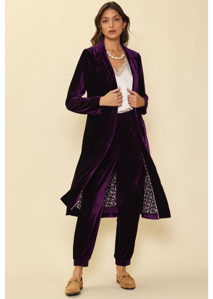 Skies Are Blue Velvet Duster (Plum)