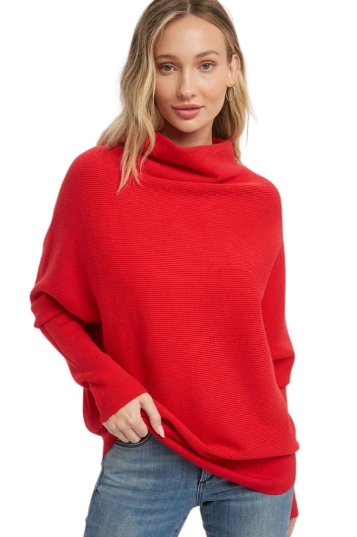 Zen Rib Dolman Sweater (Ruby)