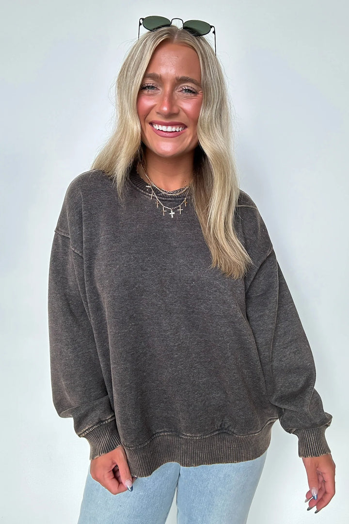 Zen Oversized Fleece Sweatshirt (Ash Black)