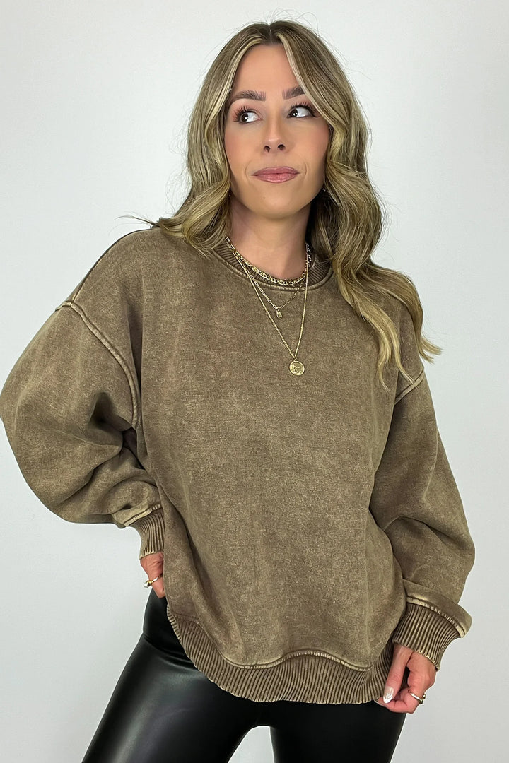 Zen Oversized Fleece Sweatshirt (Mocha)