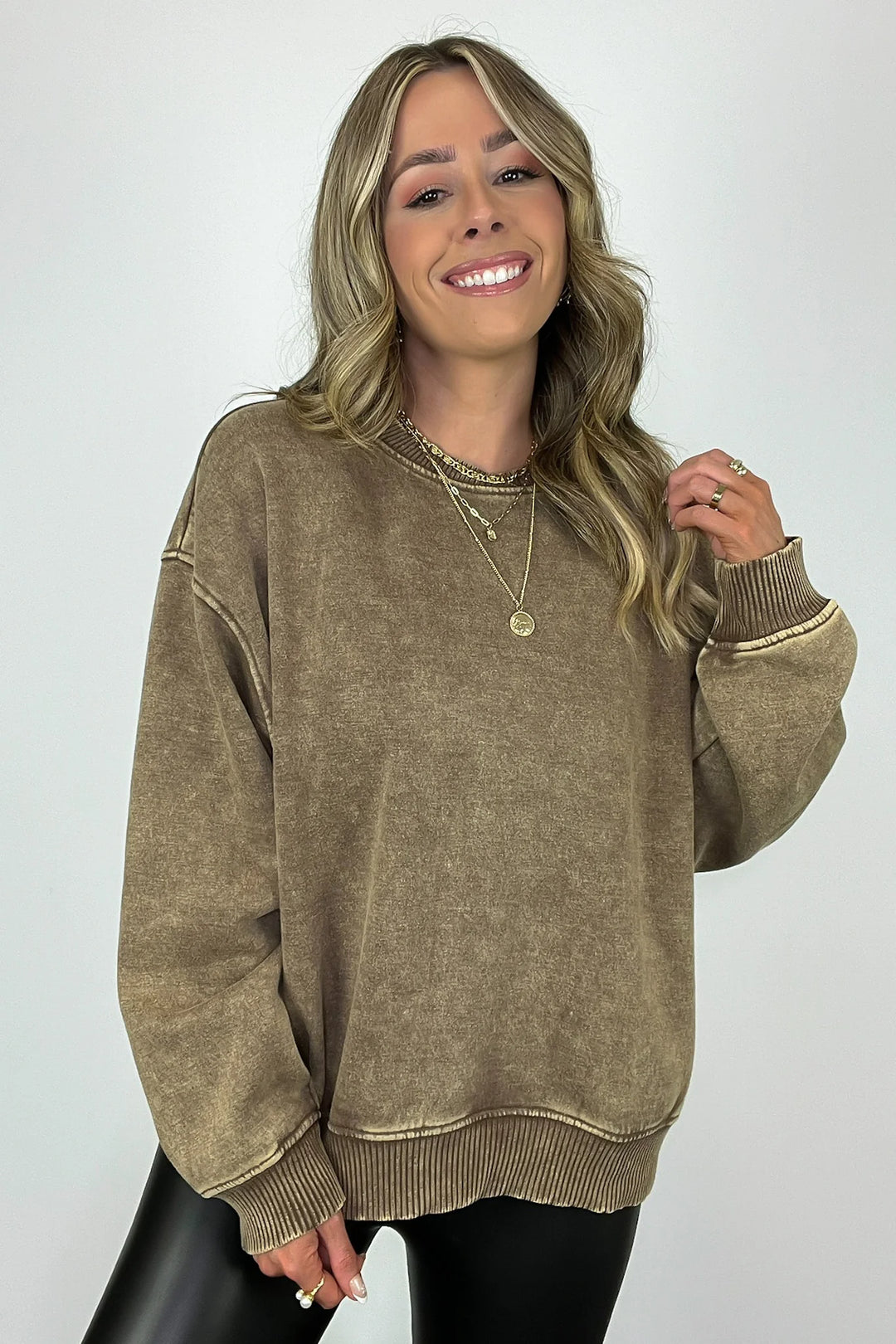 Zen Oversized Fleece Sweatshirt (Mocha)