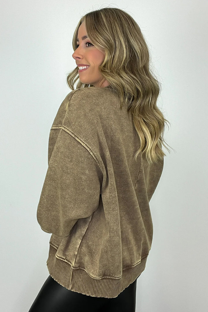 Zen Oversized Fleece Sweatshirt (Mocha)