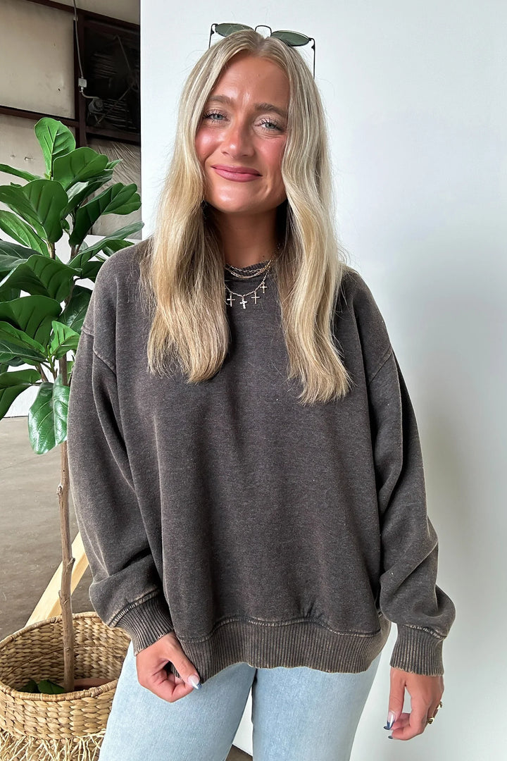Zen Oversized Fleece Sweatshirt (Ash Black)