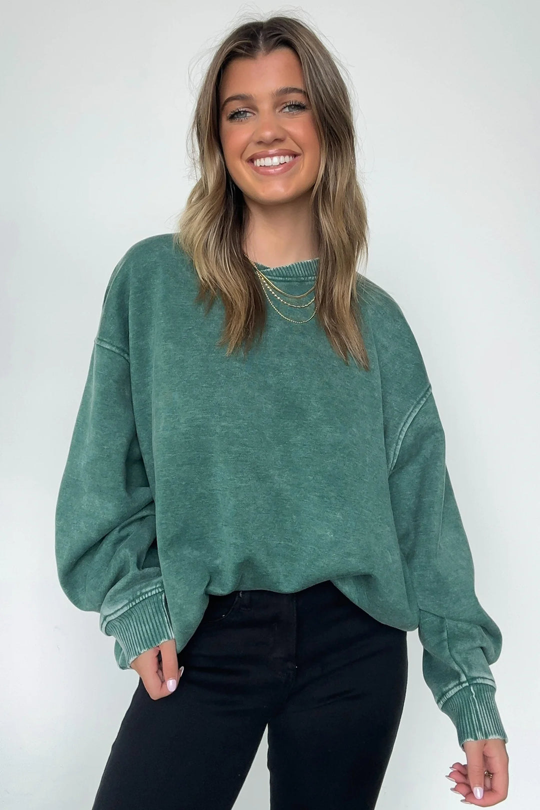 Zen Oversized Fleece Sweatshirt (Dark Green)