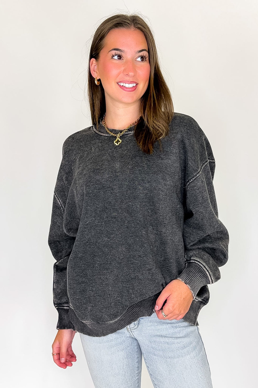 Zen Oversized Fleece Sweatshirt (Black)