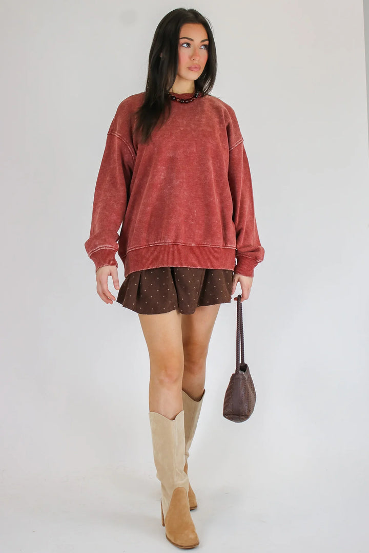 Zen Oversized Fleece Sweatshirt (Dark Rust)