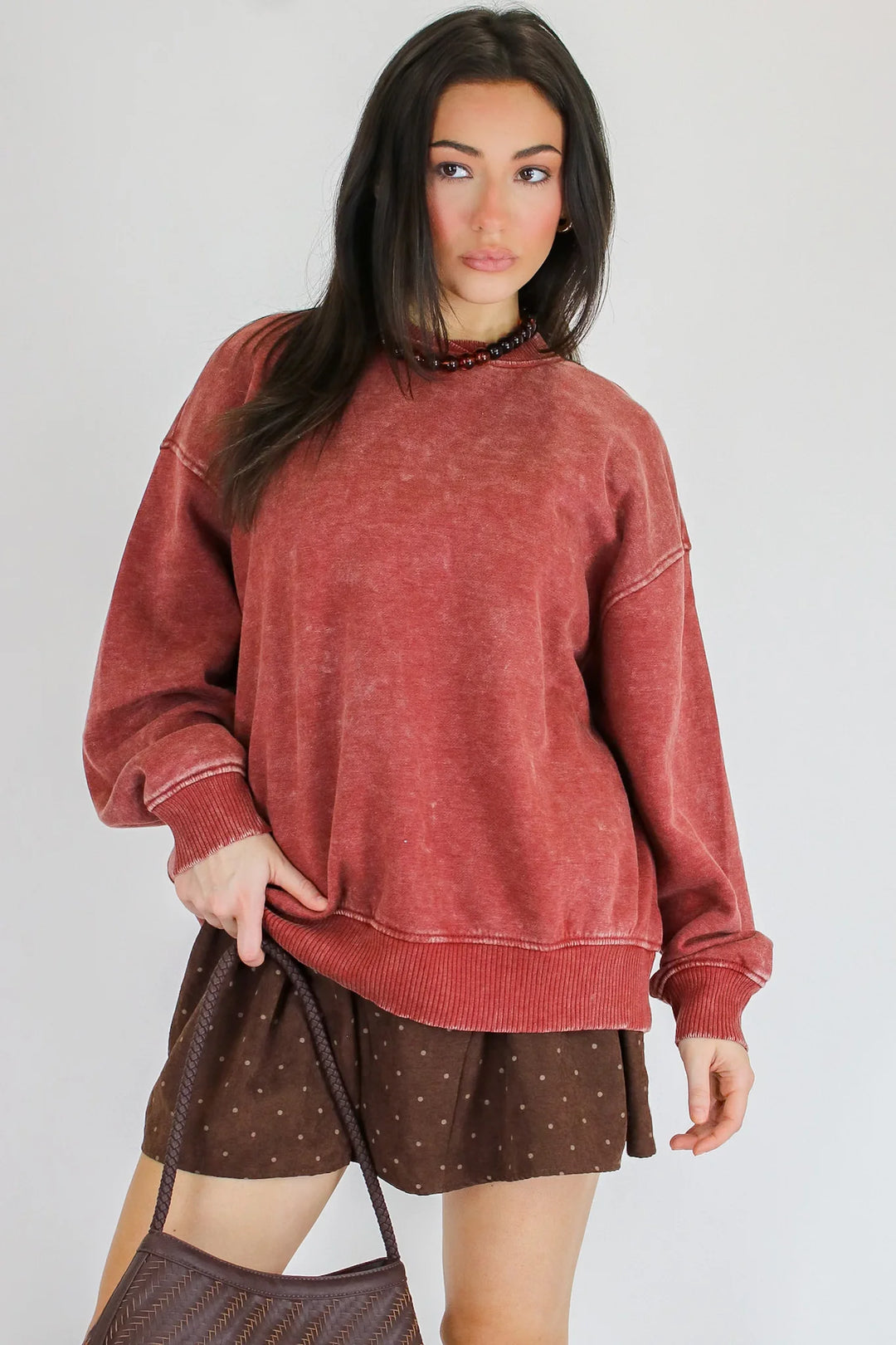 Zen Oversized Fleece Sweatshirt (Dark Rust)