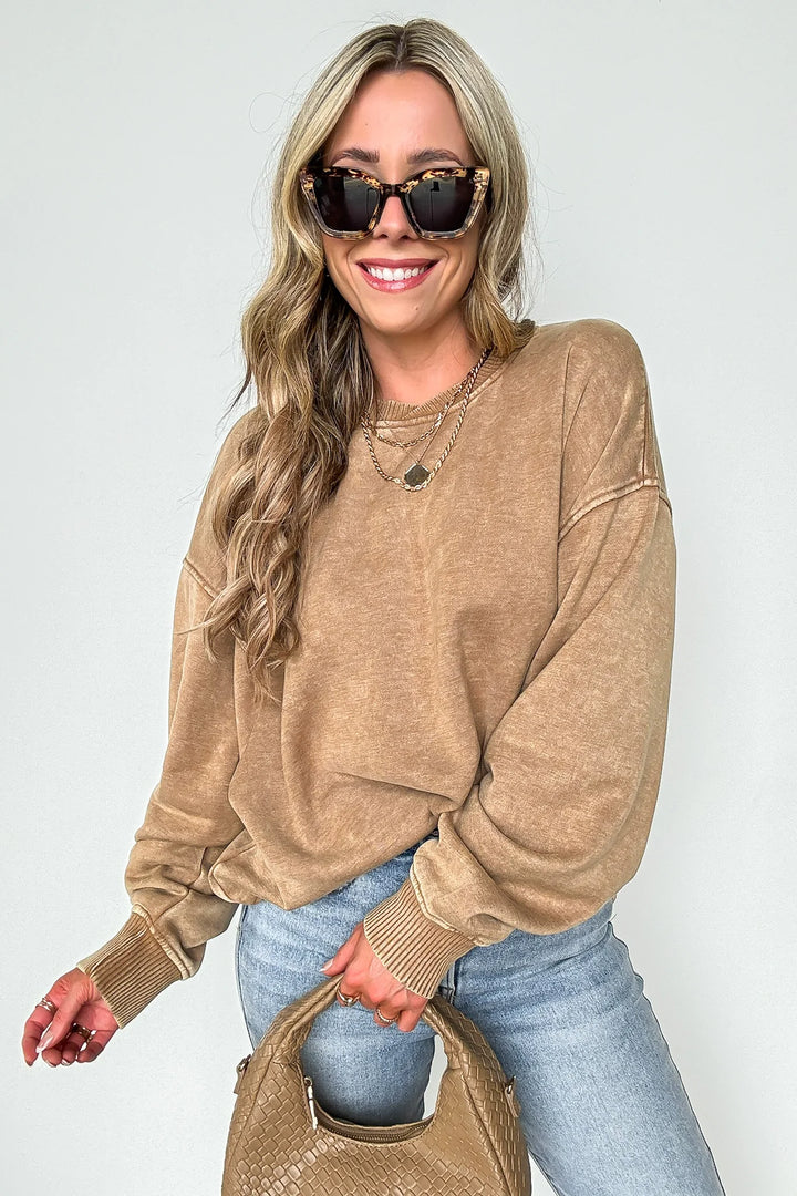 Zen Oversized Fleece Sweatshirt (Deep Camel)