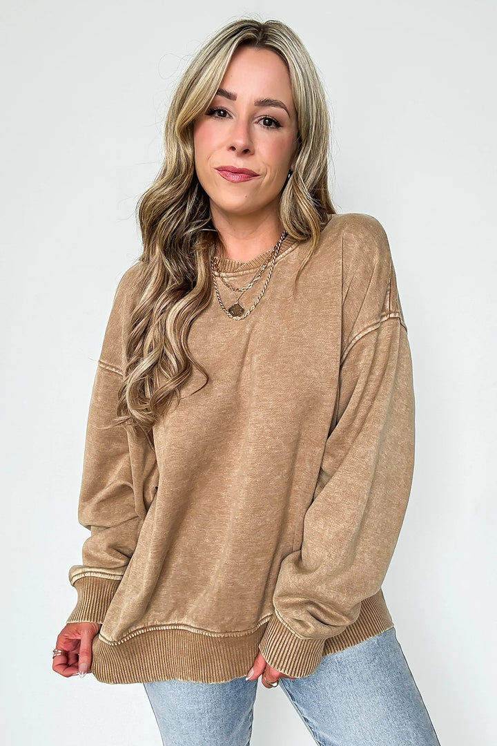 Zen Oversized Fleece Sweatshirt (Deep Camel)
