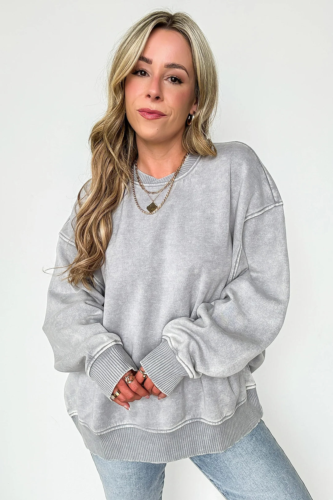 Zen Oversized Fleece Sweatshirt (Sleet)