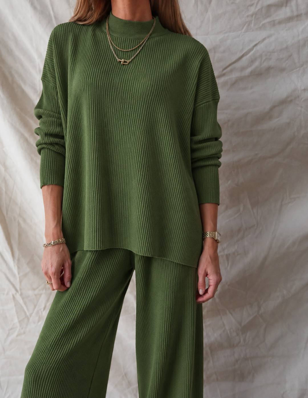 Zen Stella Rib Lounge Set (Army Green)