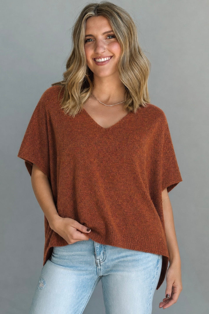 Zen Brushed Sweater Tee (Heather Rust)