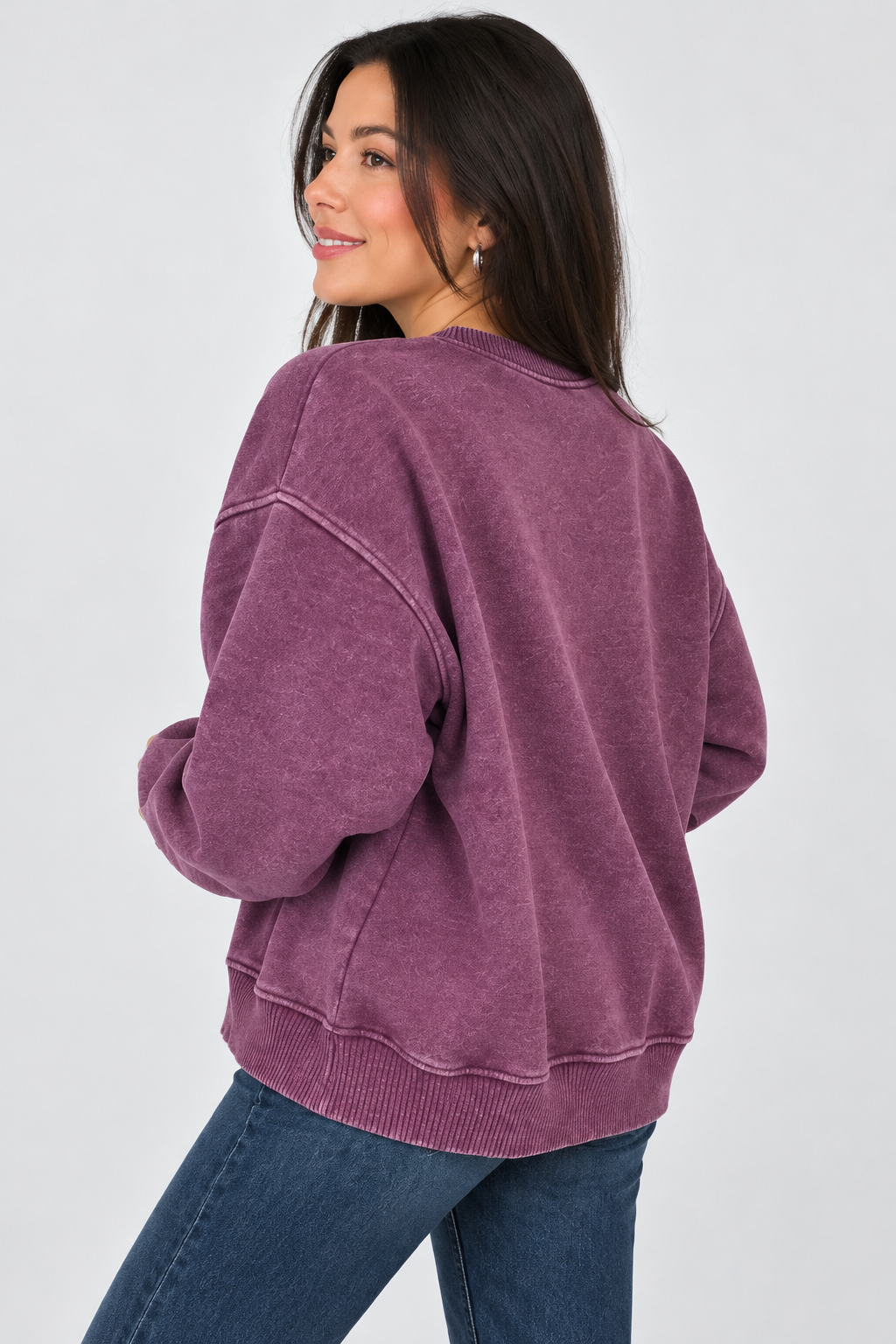 Zen Oversized Fleece Sweatshirt (Eggplant)