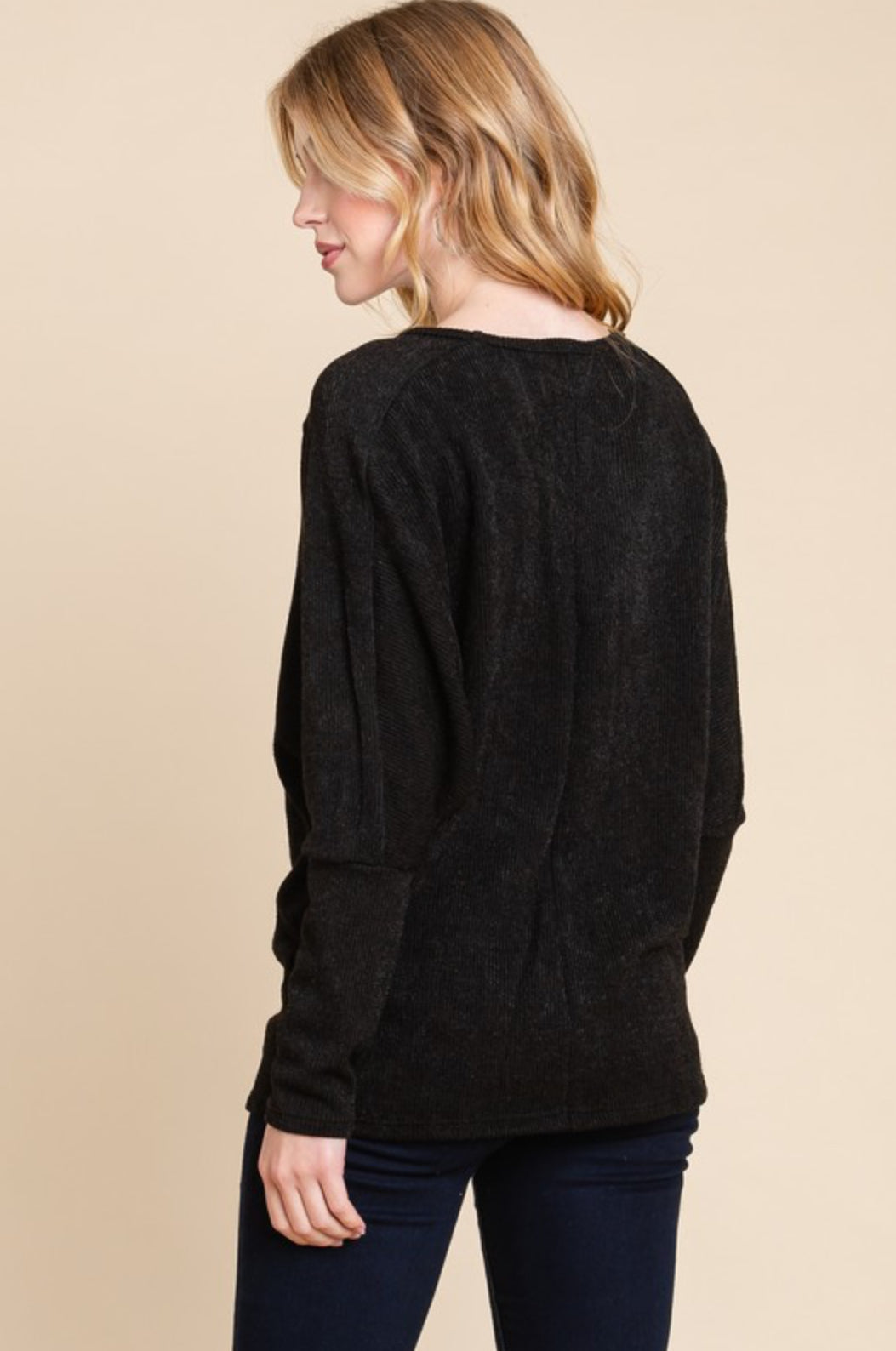 Bombom Knit Dolman Sweater (Black)