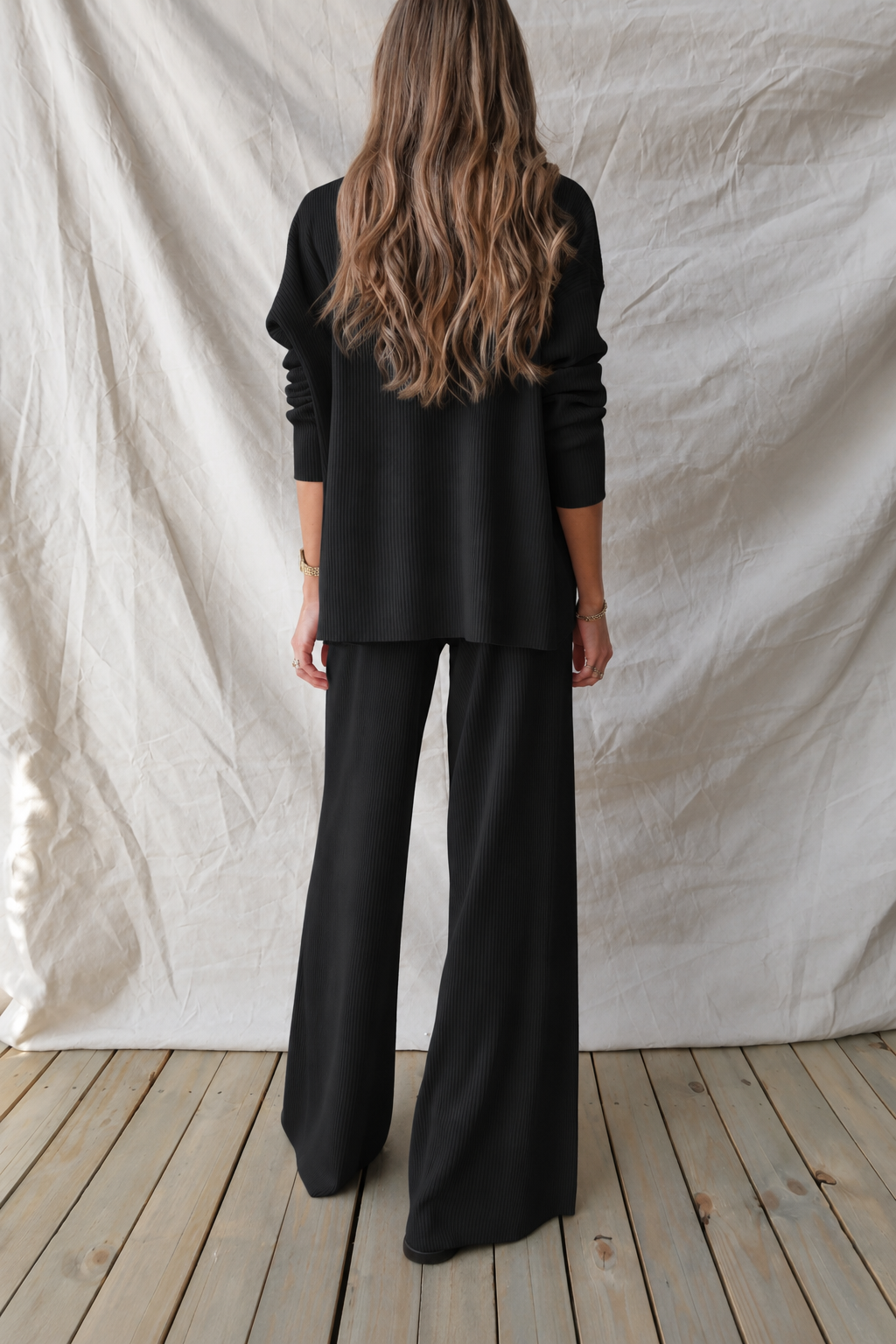 Zen Stella Rib Lounge Set (Black)