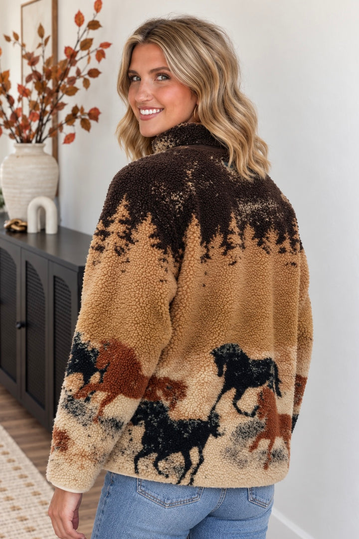 Kuwalla Sherpa Fleece Jacket (Wild Horses)