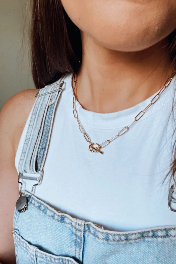 Gold Filled Mini Paperclip Chain Necklace