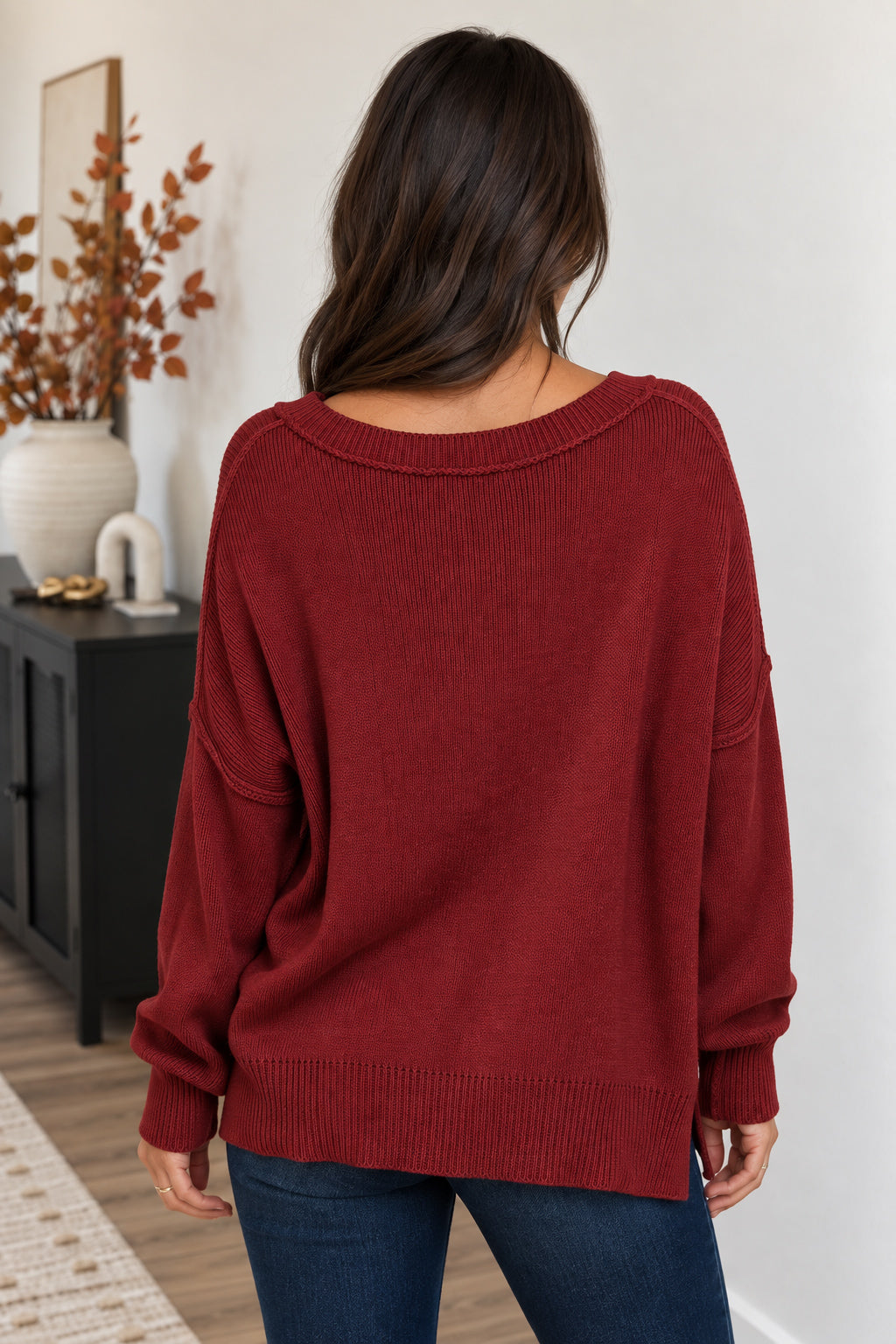 My Cozy At Home Sweater (Red Bean)