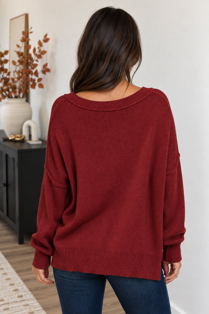 My Cozy At Home Sweater (Red Bean)