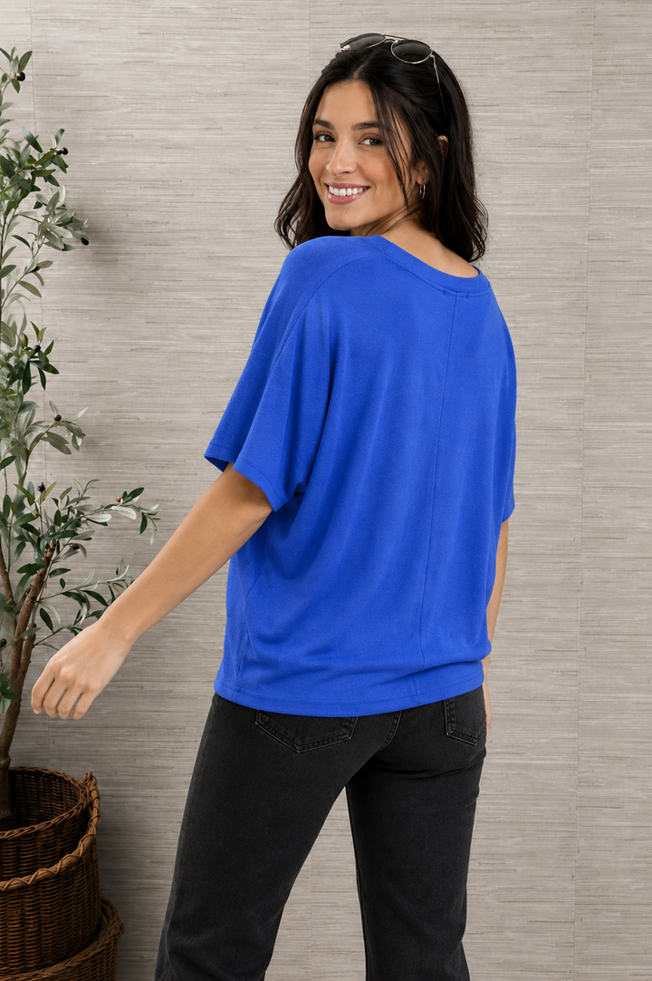 Jolie Slouchy Dolman Tee (Dazzling Blue)