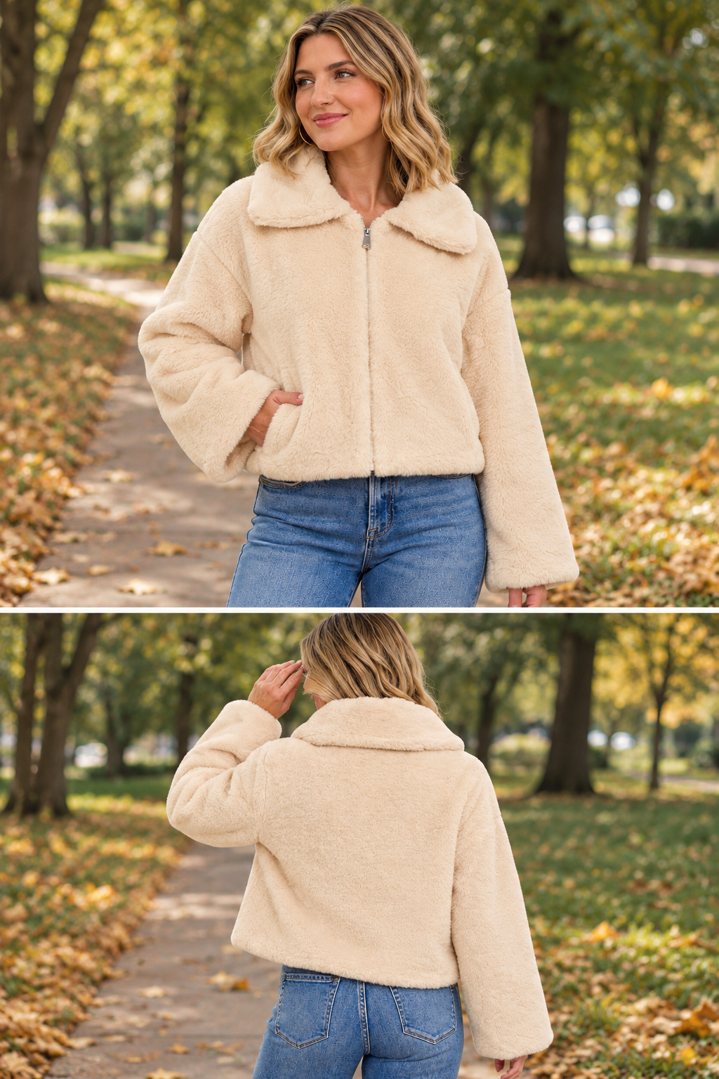 Zen Faux Fur Jacket (Sand Beige)