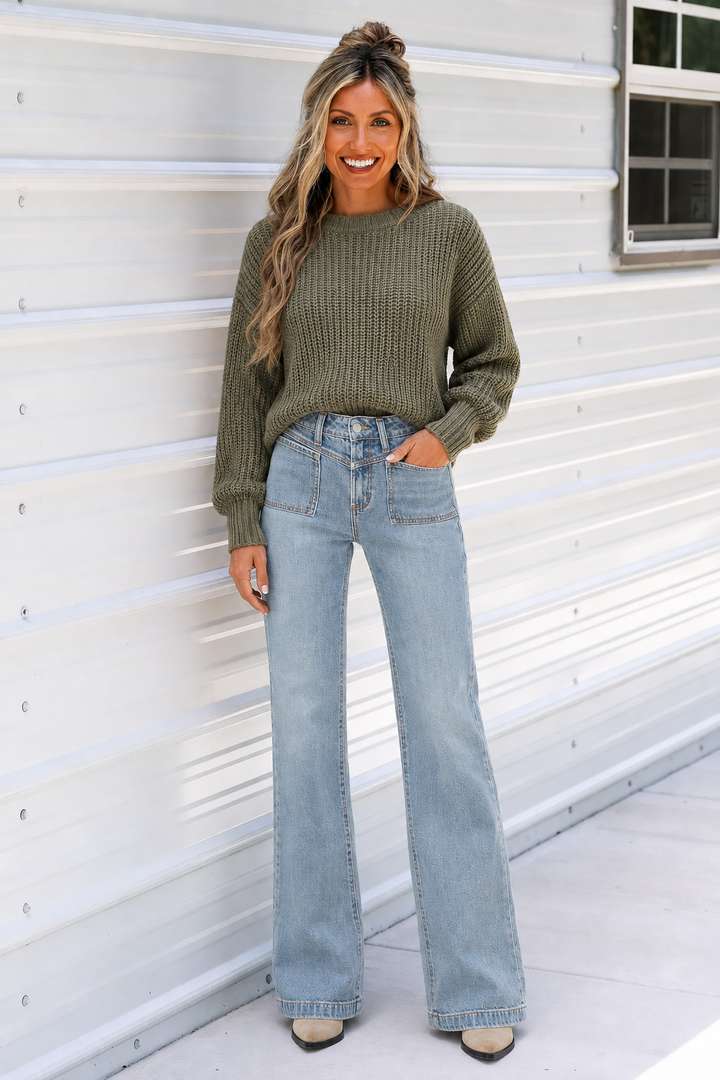 Silver Avery High Rise Pocket Trouser