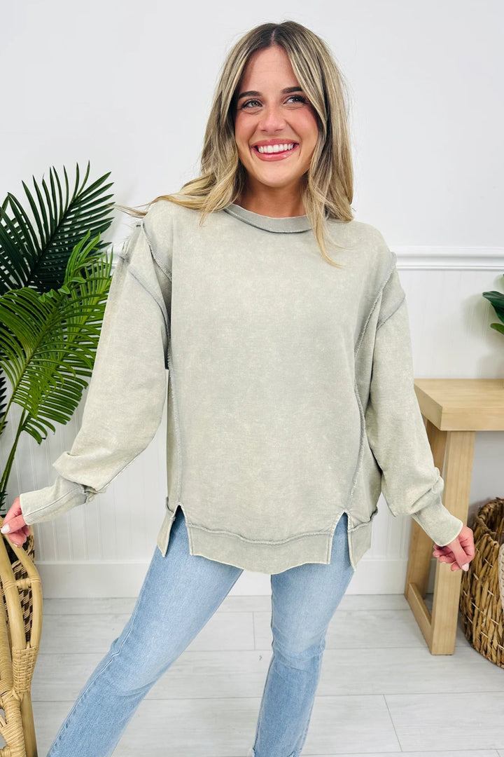 Zen Acid Wash Cotton Sweatshirt (Sleet)