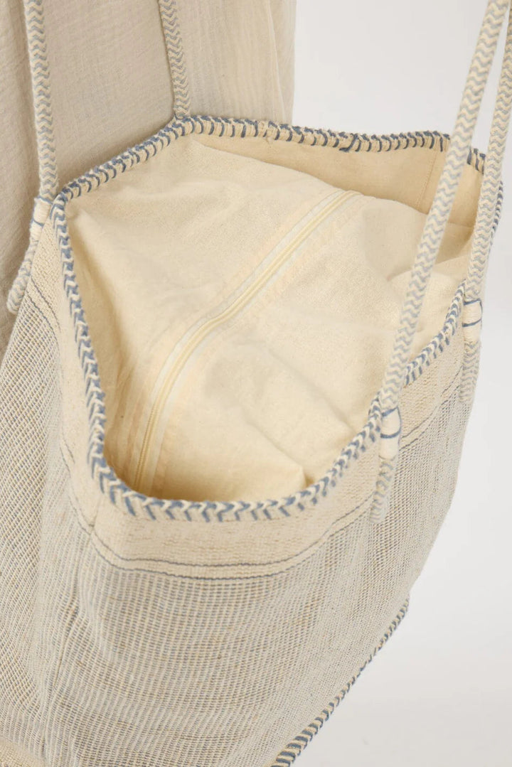 Lovestitch Biarritz Stitched Tote Bag (Blue/Natural)