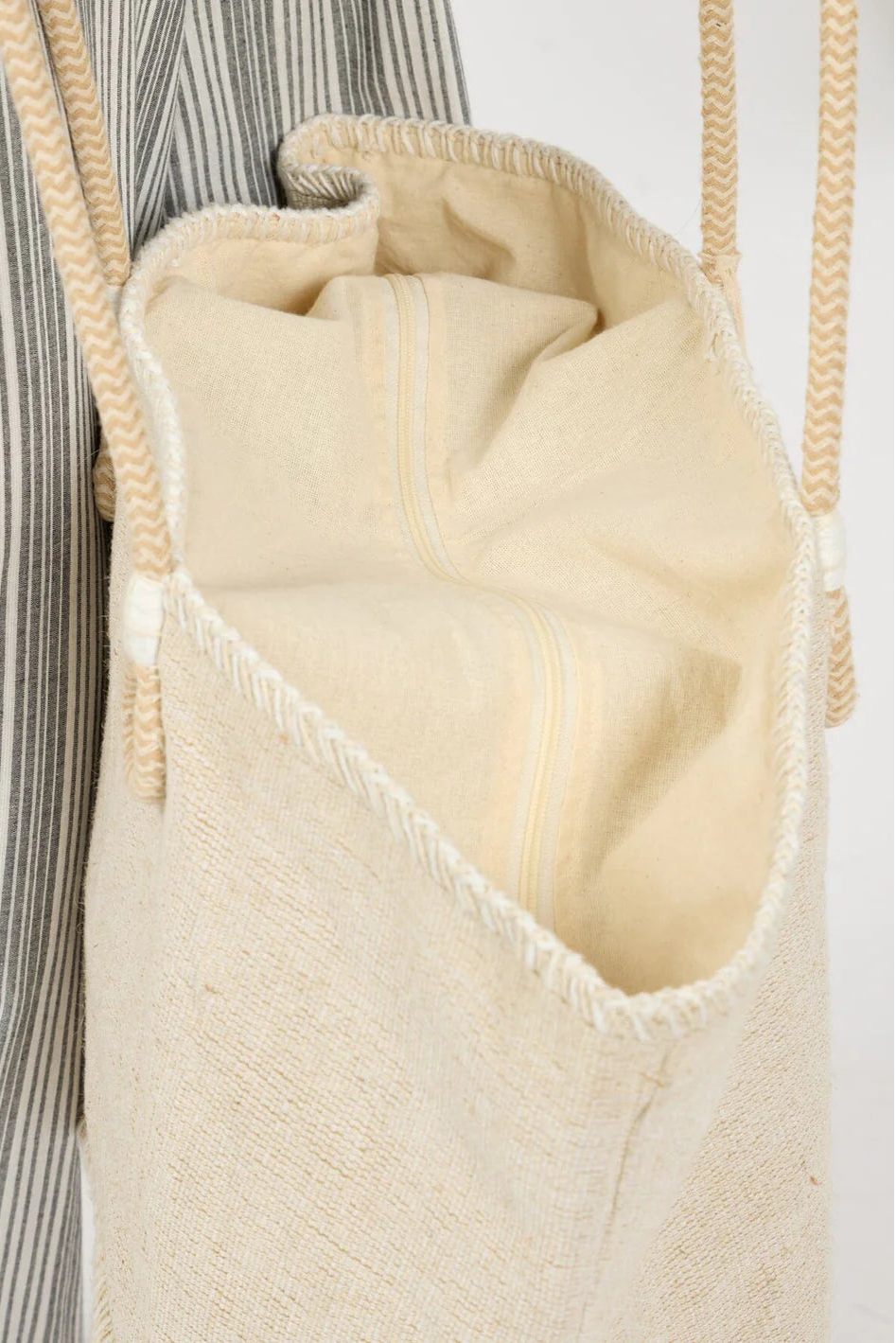 Lovestitch Biarritz Stitched Tote Bag (White/Natural)