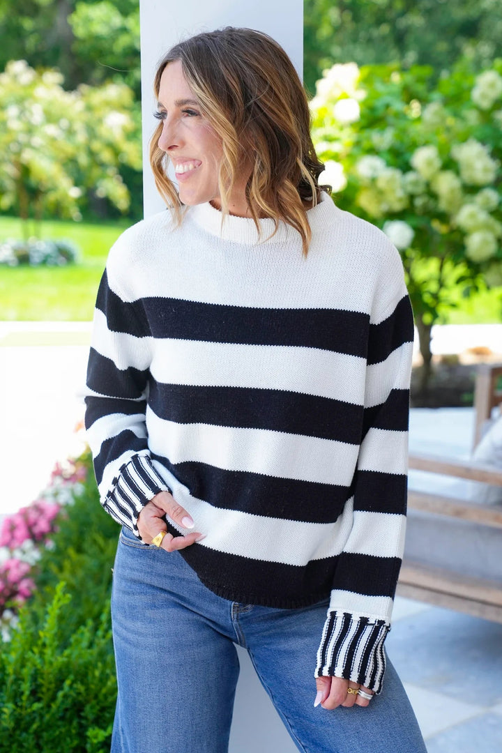 Zen Striped Cotton Sweater (Black)