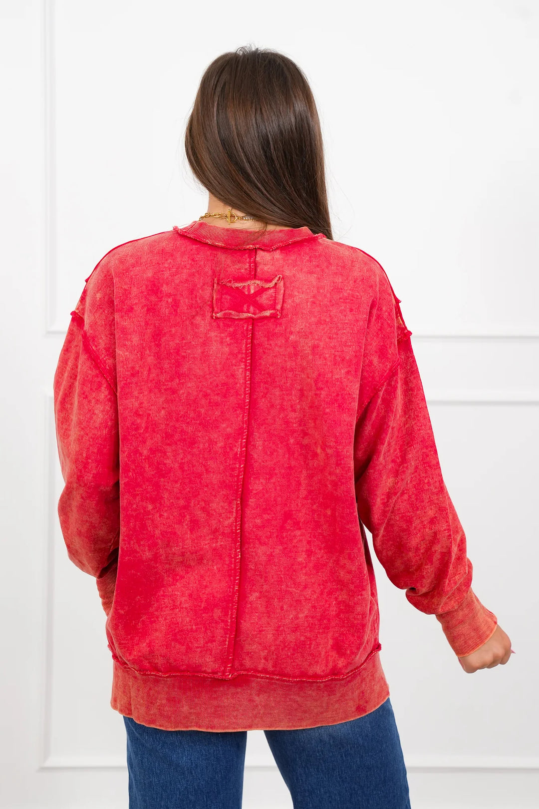 Zen Acid Wash Cotton Sweatshirt (Dark Red)