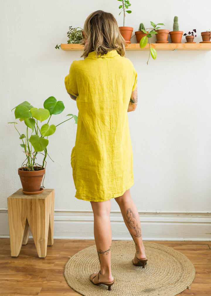 Meo Linen Pocket Dress (Mustard)